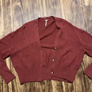 Free people red cardigan